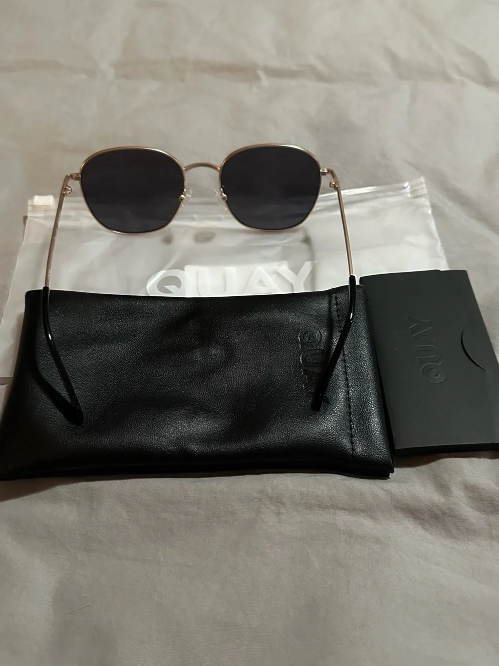 Pola Quay Jezabell Gold Frame Sunglasses with Black Lenses and Black Temple Tips